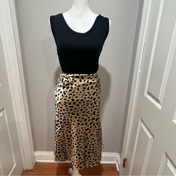 NWT Kourt midi Animal Print Tan and Black Skirt size xxs womens - Picture 8 of 16